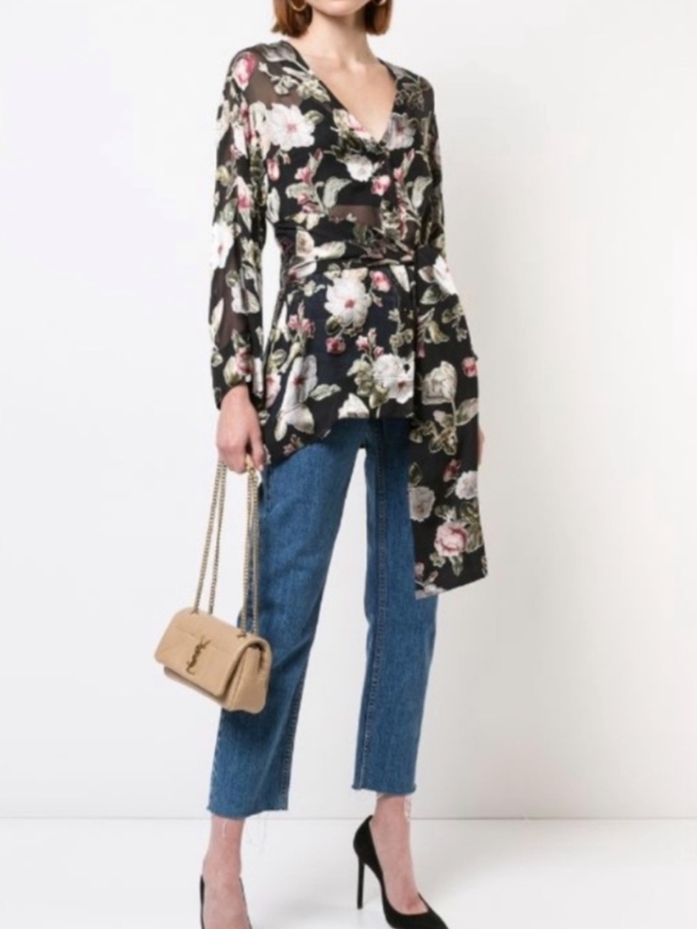 Alice + Olivia BURN Out Satin Kimono M SILK